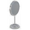 Recessed Base Free Standing Mirror With 5x and 1x Magnification, Chrome, Chrome