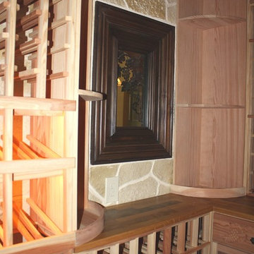 Quarter Round Custom Wine Racking in Unfinished Premium Redwood