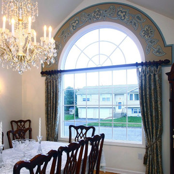 Window with hand-painted borderhand-painted border, design fabric inspired