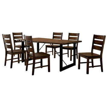 Bowery Hill Wood 7-Piece Extendable Dining Set in Walnut Finish