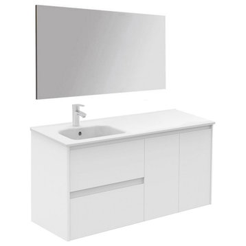 Ambra 120L Pack 1 Wall Mount Bathroom Vanity with Mirror in Matte White