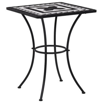 vidaXL Mosaic Bistro Table Black and White 23.6" Ceramic Balcony Pool Table