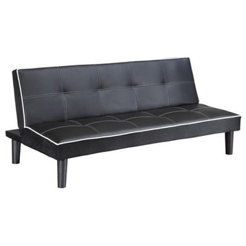 Bowery Hill Faux Leather Sleeper Sofa in Black