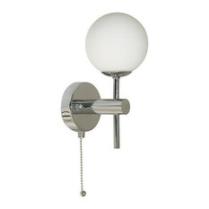 Bathroom Light Globe Chrome Wall Light With Opal Glass Shade