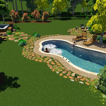 Elko Pools:  Inground Fiberglass Pool with Natural Stone