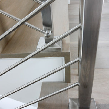 75_Modern Stairway: White Oak & Stainless Steel Balustrade, McLean VA 22101
