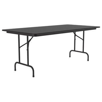 Correll 36"W x 72"D Traditional Wood  Melamine Top Folding Table Black Granite