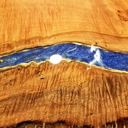 Epoxy River Table - Natural Edge Maple Slab - 3D Color - Furniture