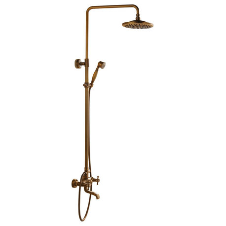 Auralie Antique Brass Wall Mounted Shower Set