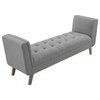 Haven Tufted Button Upholstered Fabric Accent Bench EEI-3002-LGR
