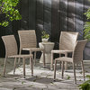 GDF Studio Dorside Outdoor Wicker Armless Stack Chairs With Aluminum Frame, Chateau Gray, Set of 4