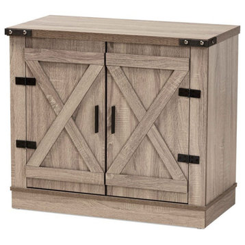 Bowery Hill 2-Door Farmhouse Wood Shoe Storage Cabinet in Brown