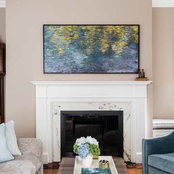 Tailored Transitional Family Room Brookline