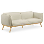 Meridian Furniture - Nolita Boucle Fabric Upholstered Sofa, Cream - Cozy up with a good book from the confines of this Nolita boucle fabric sofa. This elegant sofa is a true showstopper in every sense of the word with its super rich cream boucle fabric that cradles your body in exquisite comfort while you relax and unwind. The midcentury design fits well with your existing furnishings, and the solid wood frame lends this pretty chair the durability it needs to stand up to long-term relaxation and lounging.