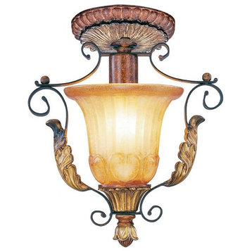1 Light Semi-Flush Mount in Mediterranean Style - 10.25 Inches wide by 11.5