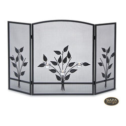 Three Tea Light Tri Panel Screen in Black - Fireplace Accessories