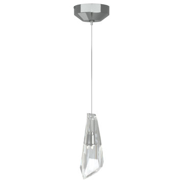 Luma Mini Pendant, Sterling Finish, Crystal Accents, Standard Overall Height