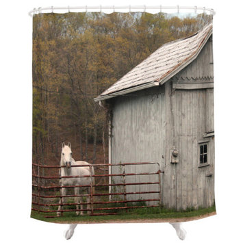Horse and Barn, Fabric Shower Curtain