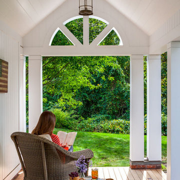 Covered Porch Seating - Cranberry Cottage - Custom Home Renovation - Cape Cod, M