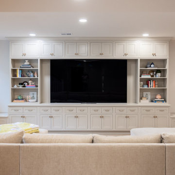 Traditional Basement Remodel with Custom Bar & Entertainment Spaces