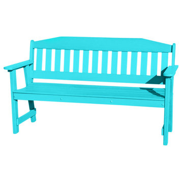 Phat Tommy All Weather Outdoor Bench - 5 ft Garden Bench with Back, Teal