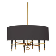 Langford 6-Light Incandescent Vintage Bronze Chandelier, Shade: Black