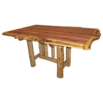 Red Cedar Log Trestle Dining Table, 36" X 60"