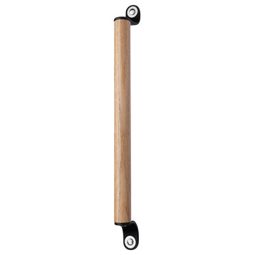 Leather and Wood Handle, The Sellwood, Black, 15.5" Center-to-Center, Nickel