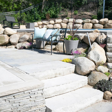 Stairs To Seating Area Near Hot Tub
