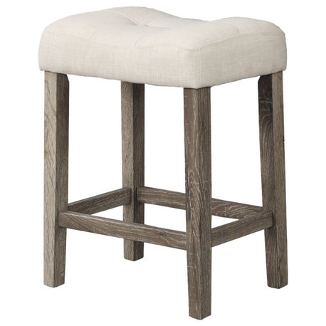 Vitaliya Linen Counter Height Stools, Set of 2, Oak