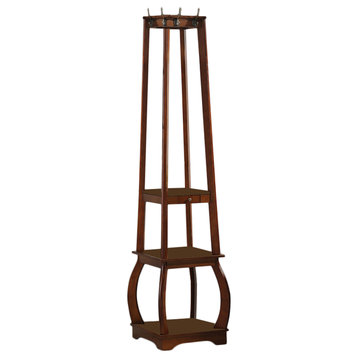 Alvina Entryway Hall Tree Coat & Hat Rack Stand With Storage Shelves & Drawer, C