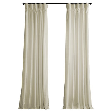 Heritage Plush Velvet Curtain Single Panel, Au Lait Creme, 50"x108"