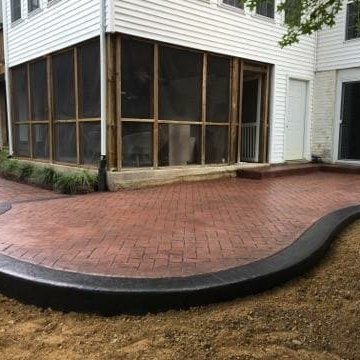 W-Stamped Concrete Patio, Walkway, Block Wall and Block Fire-Pit