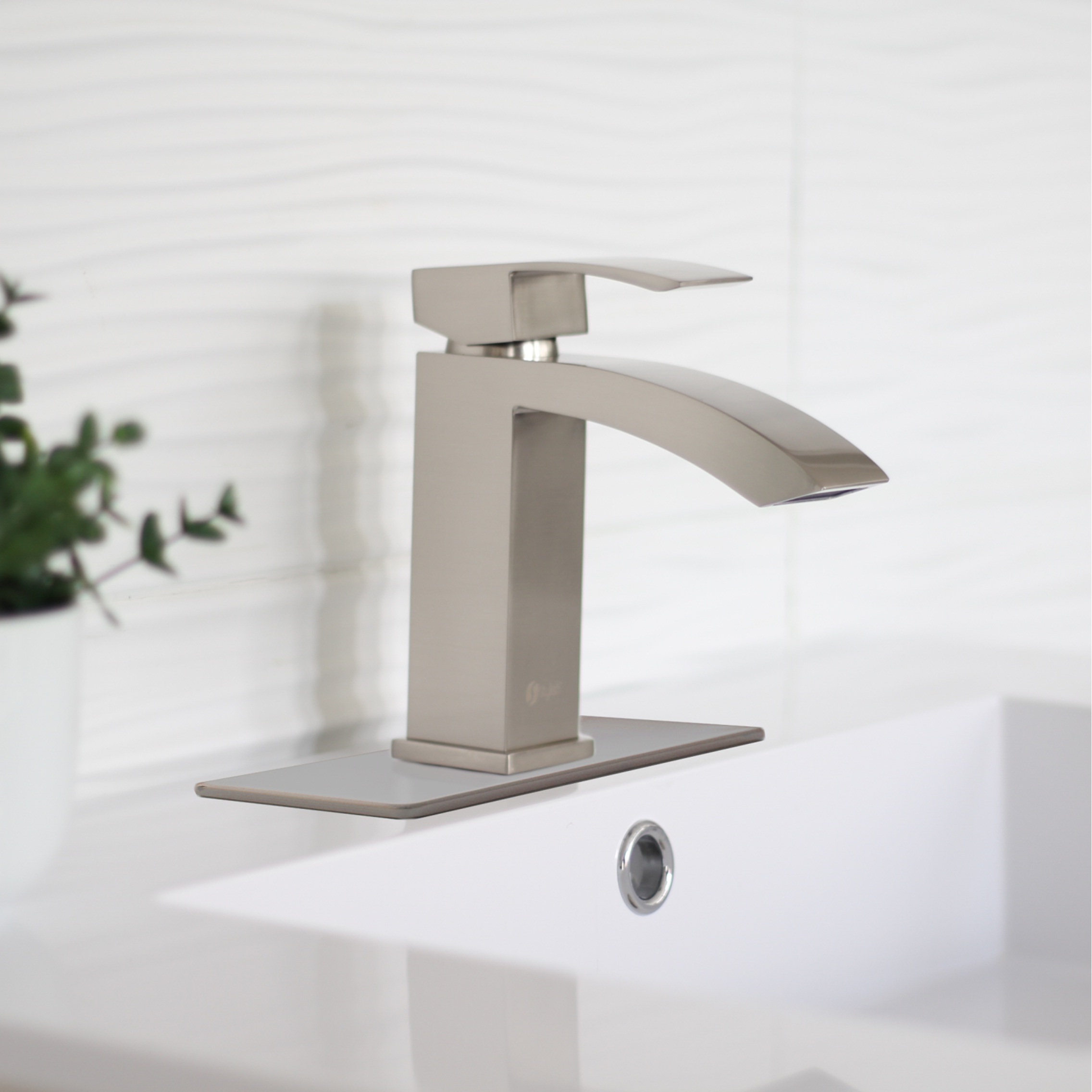 STYLISH 6 1/8" Brushed Nickel Bathroom Square Deck Plate