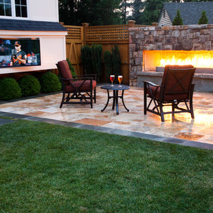 Inspiration for a small classic open plan home cinema in DC Metro.