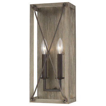 Thornwood Two Light Wall / Bath Sconce in Washed Pine