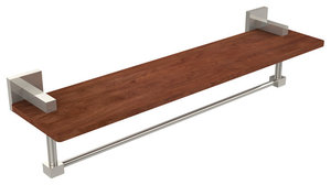 Montero Collection 22" Solid IPE Ironwood Shelf With Integrated Towel Bar