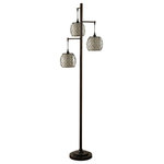 StyleCraft Home Collection - Mid-Modern lamp post inspired floor lamp with caged woven shades - Accent your decor with this lovely Floor Lamp.