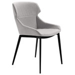 Armen Living - Kenna Modern Dining Chair, Matte Black Finish and Blue Fabric, Set of 2, Gray - The Armen Living Kenna modern side chair features a design that is certain to add beauty to any contemporary household. The Kenna's sturdy steel frame includes a Matte Black Metal finish that is beautifully complemented by the chair's stylish fabric upholstery. The Kenna's tall back is uniquely shaped, offering excellent upper back support. The chair's bucket seat is foam padded, assuring comfort and support while seated. The Kenna's straight leg design includes floor protectors, assuring that the chair will not damage or slip on floors when moved. The sleek Kenna side chair is available in Grey or Blue fabric.