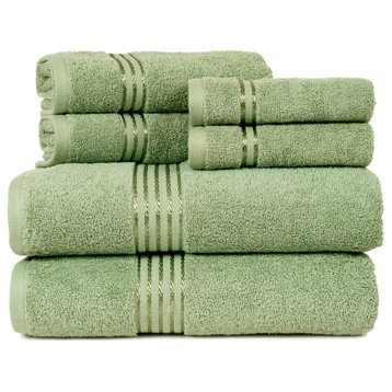 12PC Cotton Bathroom Towels 4 Bath Towels, 4 Hand Towels, 4 Washcloths, Green