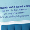 Wall Decal Art Sticker Quote Vinyl Letter It Takes a Lifetime to Forget Love L60