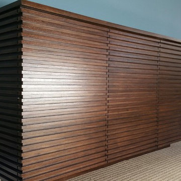 residential home, walnut media center, server table,and dinning table