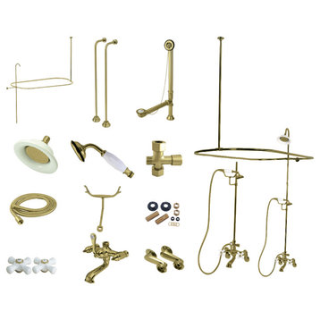 CCK114XPX-P Clawfoot Tub Faucet Package with Shower Enclosure, Brushed Brass