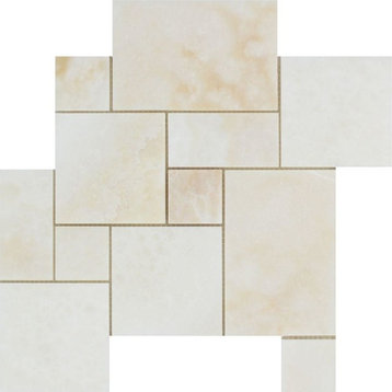 12"x12" White Onyx Polished Opus Mini Pattern Mosaic -, Cross-Cut, Set of 50