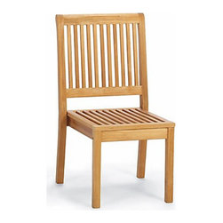 Cassara Stacking Side Chairs in Natural Teak, Set of Two - Patio Furniture And Outdoor Furniture