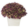 Artificial Plum/Sage Hydrangea in White-Washed Wood Cube