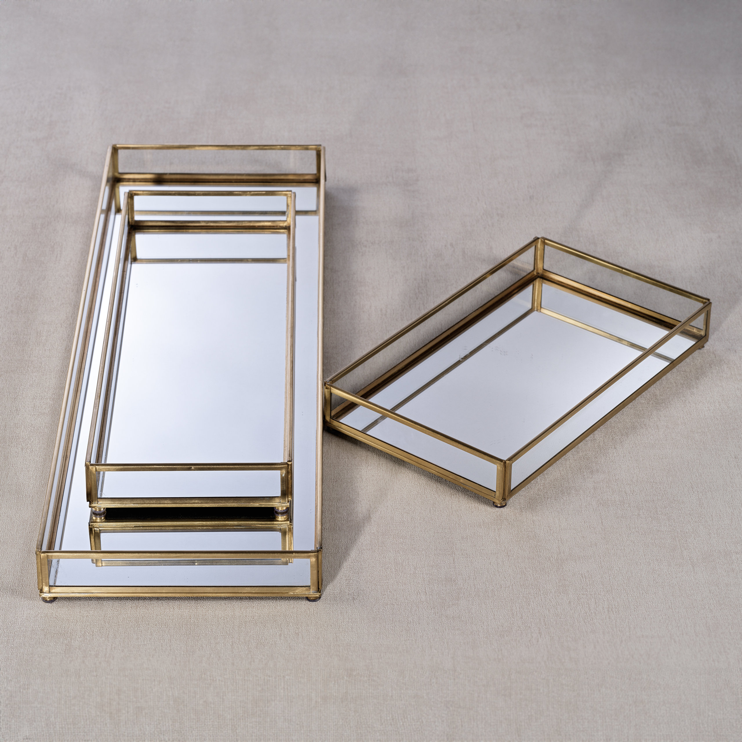 Cava Metal-Edged Mirrored Glass Vanity Tray, Medium - Contemporary ...