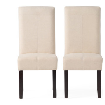 GDF Studio Emilia T-stitch Bonded Leather Dining Chair, Set of 2, Beige, Faux Leather