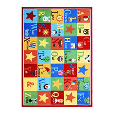 Kids Abc Educational Animals Children Anti Skid play Area Rug, 3'3"x5'