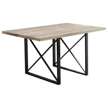 Dining Table, 60" Rectangular, Kitchen, Dining Room, Metal, Brown, Black